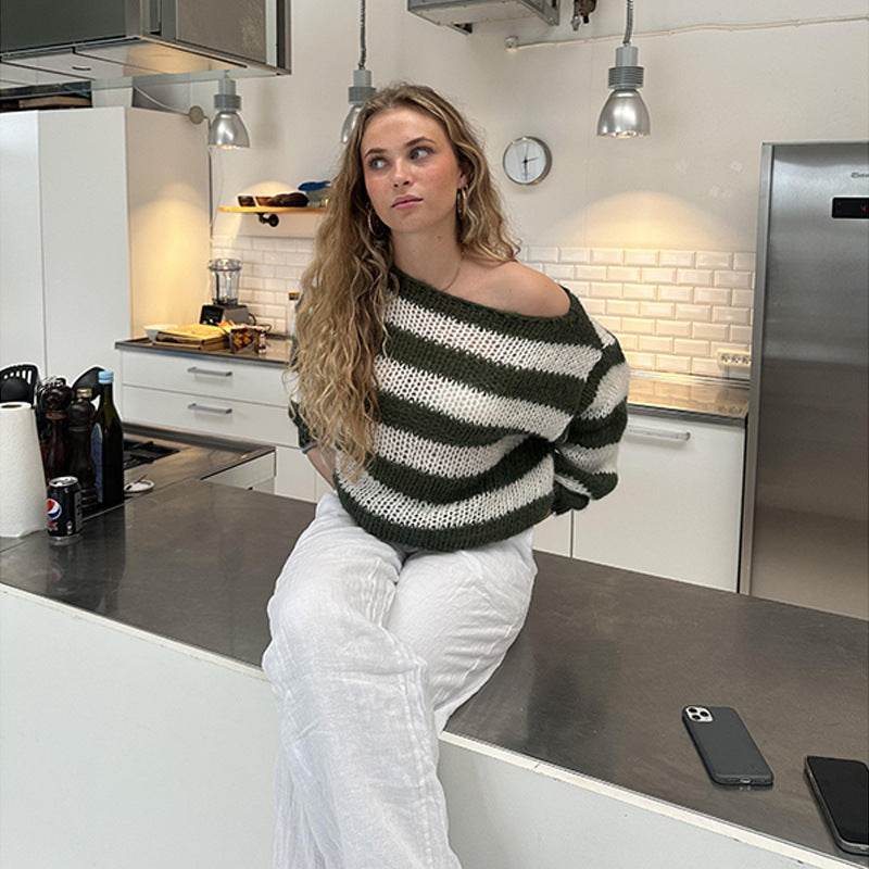 Women’s Striped Pullover Sweater – Cozy, Versatile & Stylish - MODISH X 
