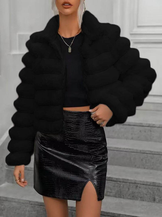 Women's Short Faux Fur Coat – Winter Warmth in Bold Colors - MODISH X 