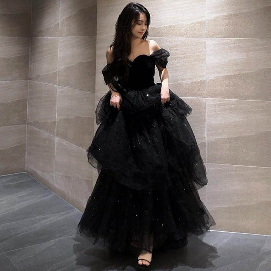 Women's Sophisticated Black Evening Dress – Timeless French-Style Elegance - MODISH X 