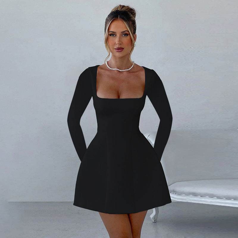 Women’s Slim-Fit Square Collar Dress – Chic, Elegant & Versatile - MODISH X 
