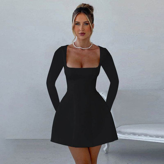 Women’s Slim-Fit Square Collar Dress – Chic, Elegant & Versatile - MODISH X 