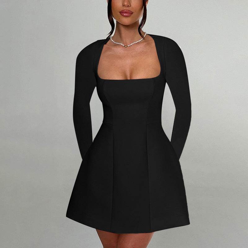 Women’s Slim-Fit Square Collar Dress – Chic, Elegant & Versatile - MODISH X 