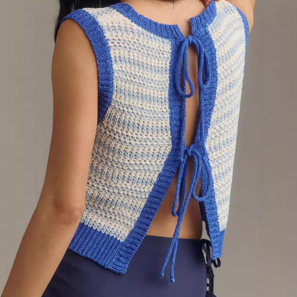 Elegant Knitted Shirt with Lace-Up Back for Winter Style - MODISH X 