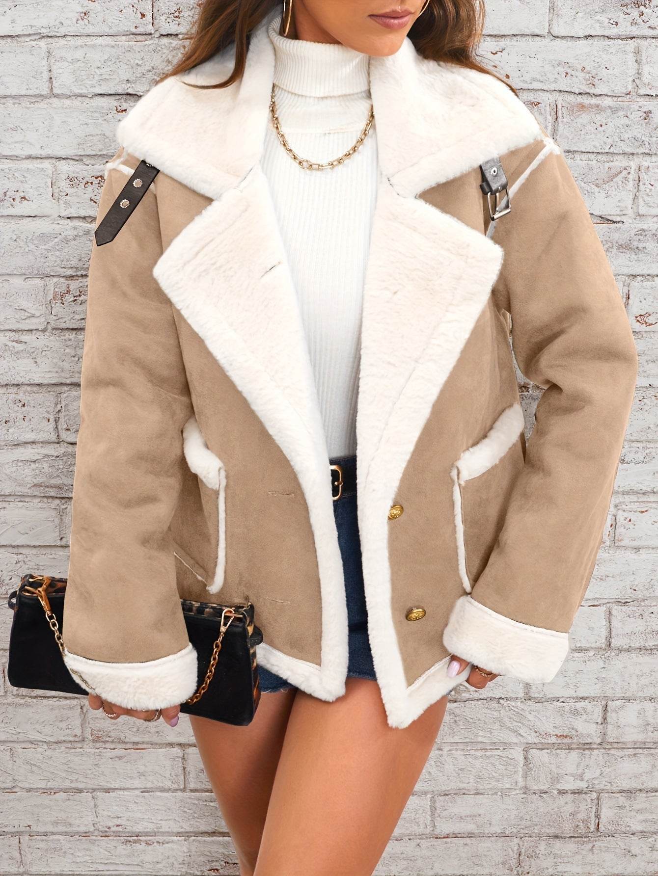Women's Plush Polo Collar Jacket – Warm, Stylish & Casual Winter Wear - MODISH X 
