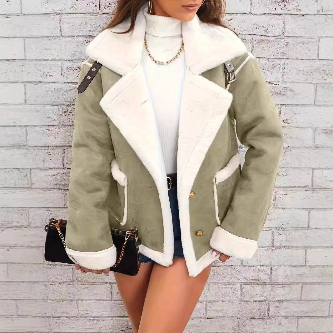 Women's Plush Polo Collar Jacket – Warm, Stylish & Casual Winter Wear - MODISH X 