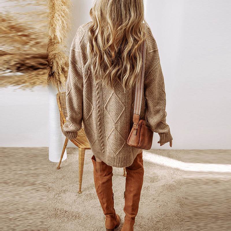 Women's Loose-Fit Sweater Dress – Cozy Winter Pullover - MODISH X 