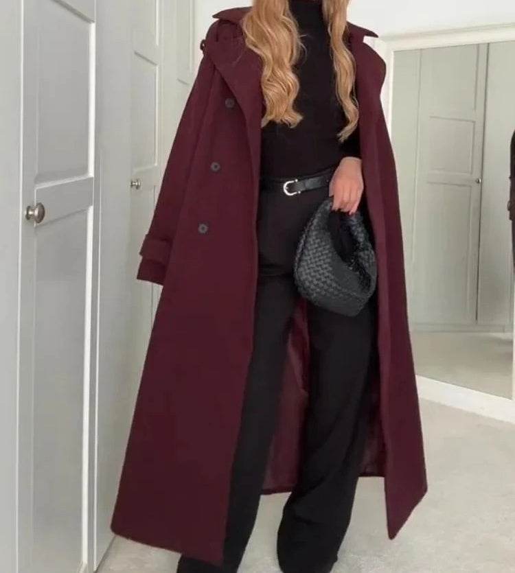 Women’s Double-Breasted Woolen Coat – Elegant, Warm & Timeless - MODISH X 