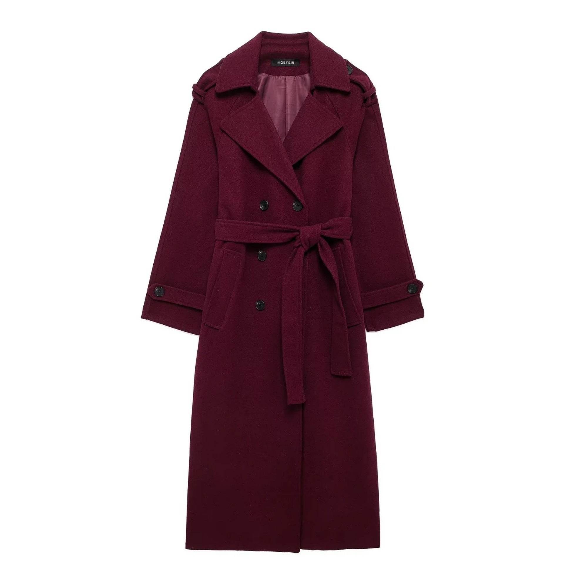 Women’s Double-Breasted Woolen Coat – Elegant, Warm & Timeless - MODISH X 